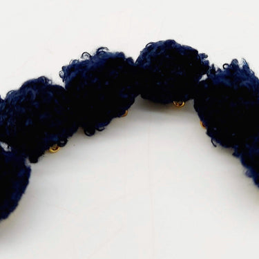 Navy Blue Fur Fabric Ball Tassel, Button with Ring Cap, Decorative Tassels